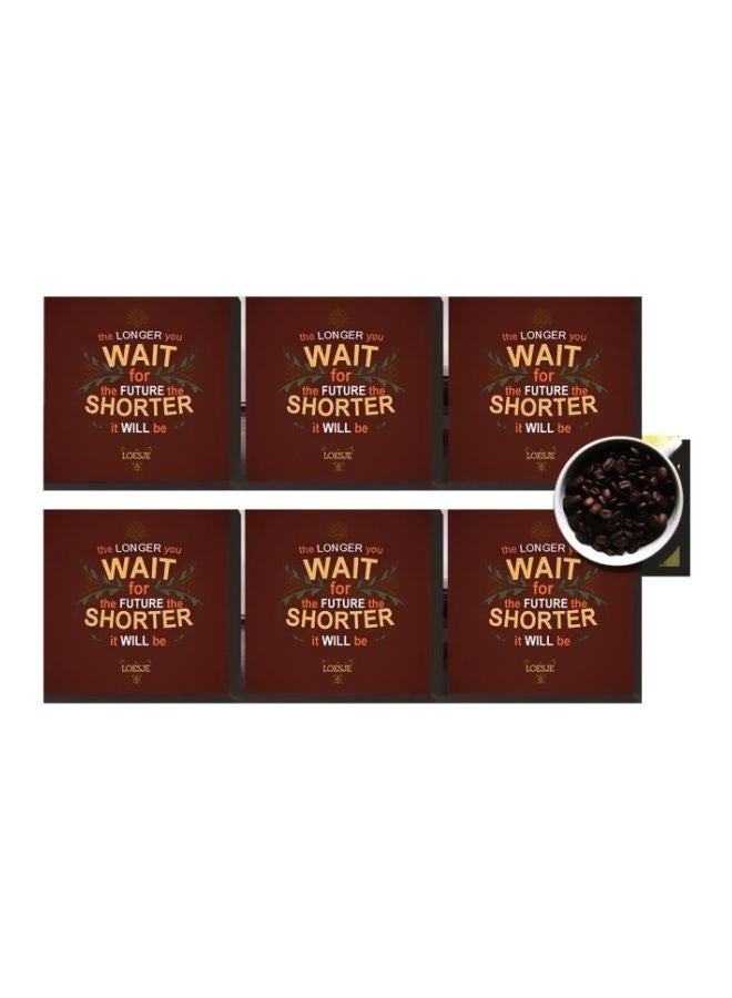 6-Piece Coaster Set Red/White/Yellow 7x7cm