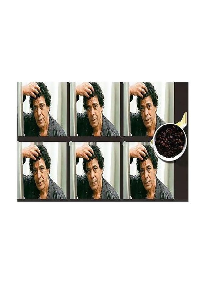 طقم قاعدة الأكواب 6 قطع أسود/أبيض/بيج 7x7سم