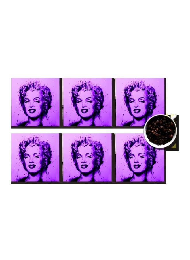 طقم قاعدة الأكواب 6 قطع أرجواني 7x7سم