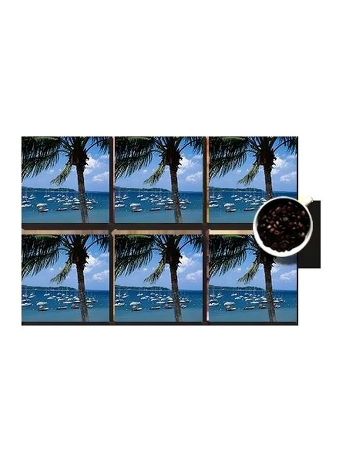 6-Piece Coaster Set Blue/White 7x7cm