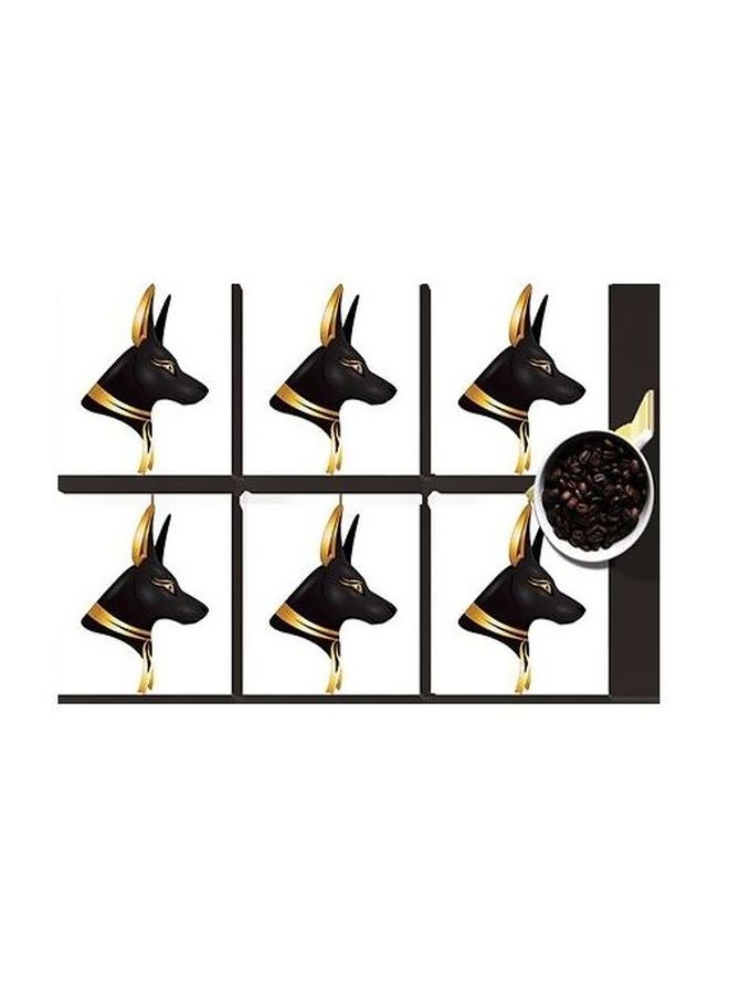 6-Piece Coaster Set Black/Gold/White 7x7cm