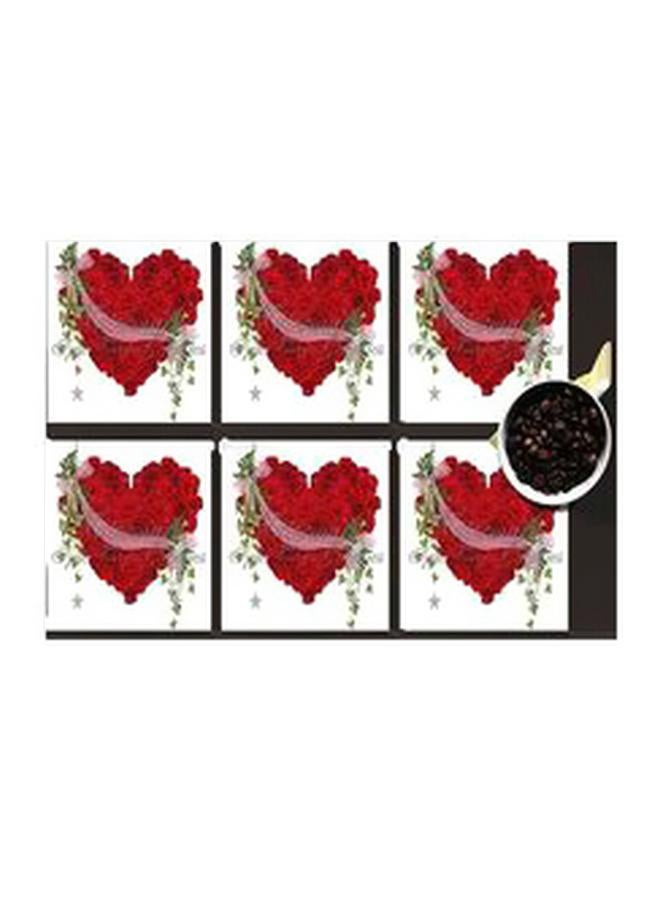 فوتو بلوك طقم قاعدة الأكواب 6 قطع أخضر/ أبيض/ أحمر 7x7سم