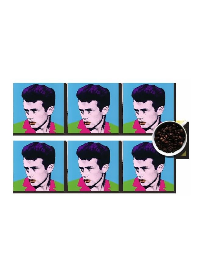 طقم قاعدة الأكواب 6 قطع أزرق/ أرجواني / أسود 7x7سم