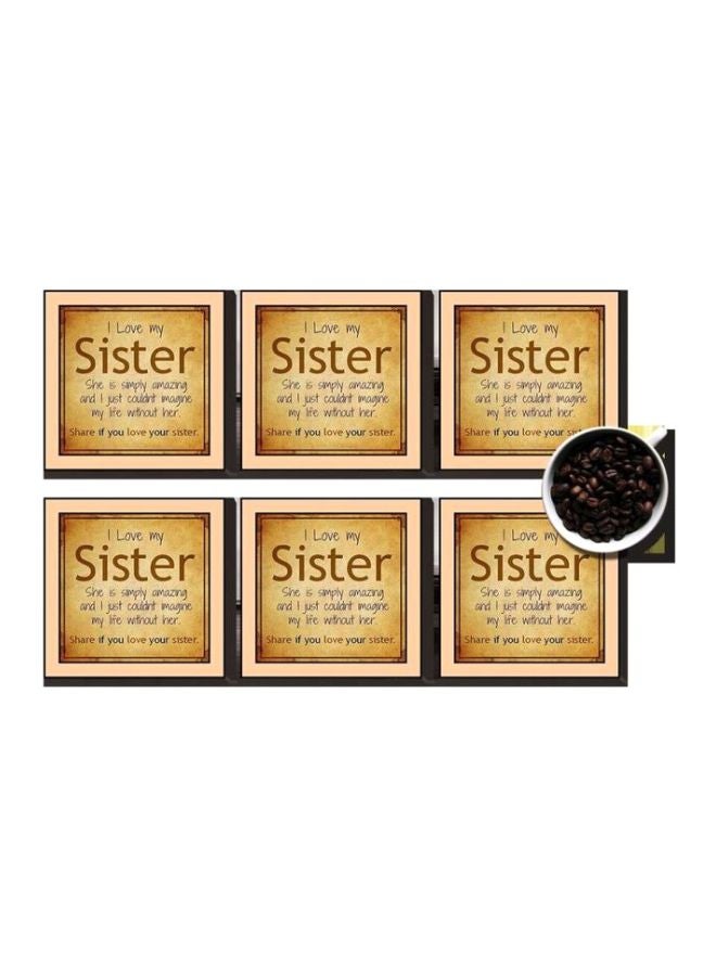 طقم قاعدة الأكواب 6 قطع بني/بيج/أسود 7x7سم