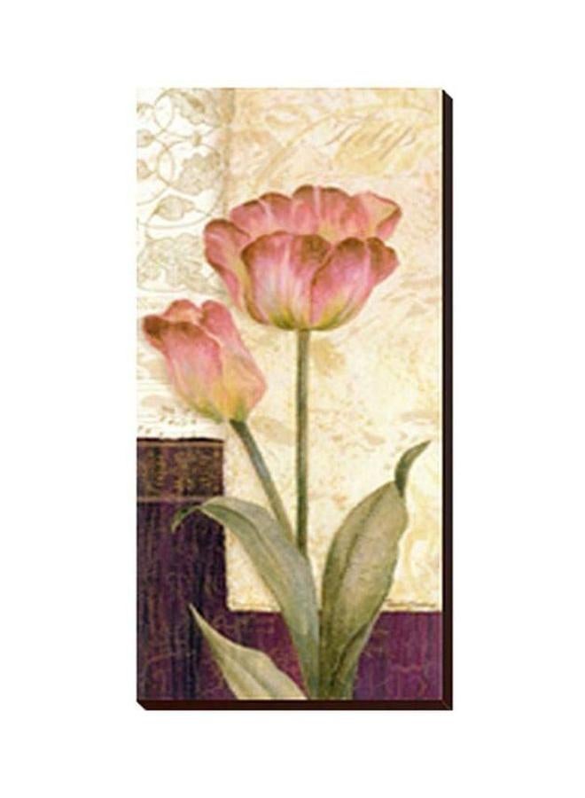 Decorative Painting With Frame Beige/Green/Pink 18x54cm