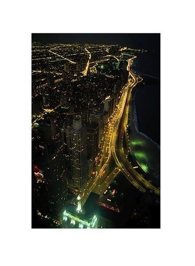 Decorative Wall Poster Black/Yellow/Green 34x24cm