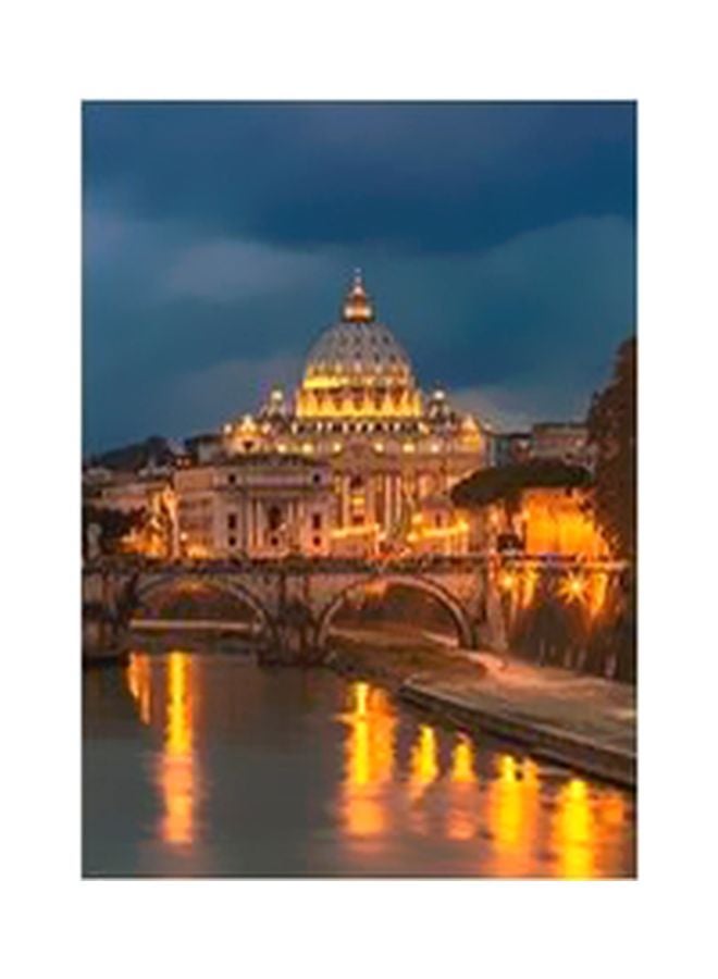 Decorative Wall Poster Blue/Yellow/Beige 45x31cm