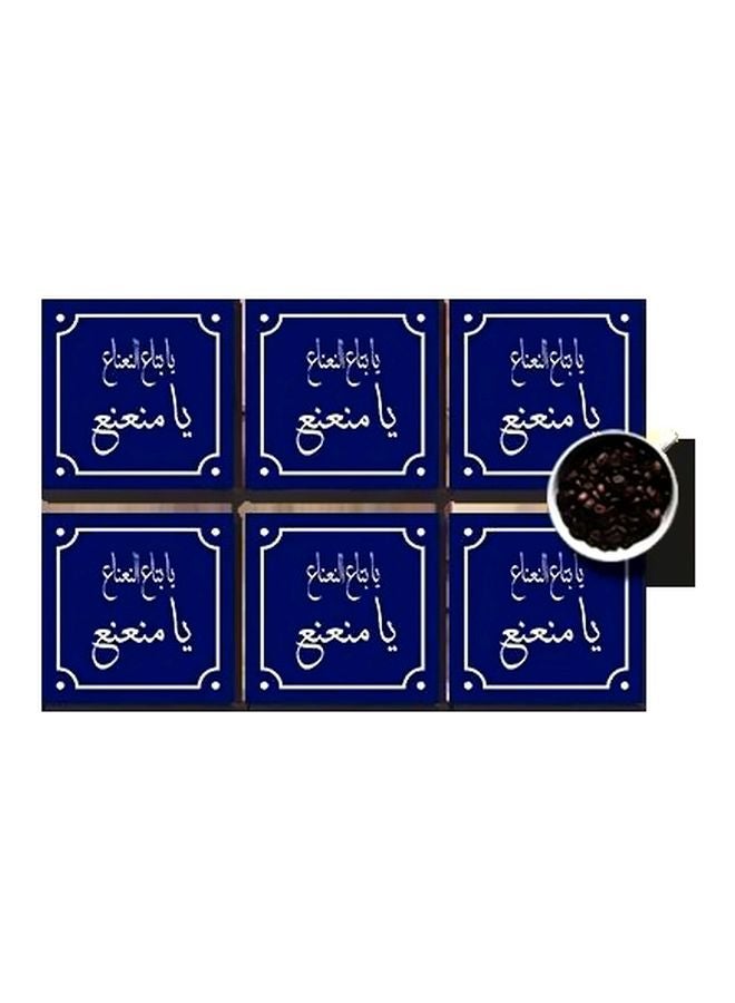 طقم قاعدة الأكواب 6 قطع أزرق/ أبيض 7x7سم