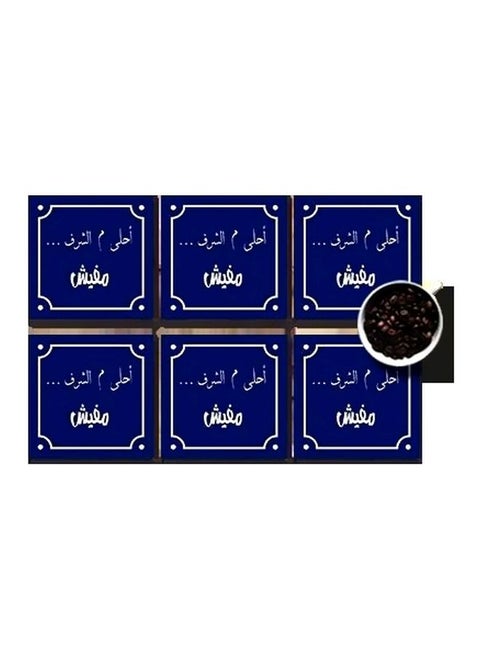6-Piece Coaster Set Blue/White 7x7cm