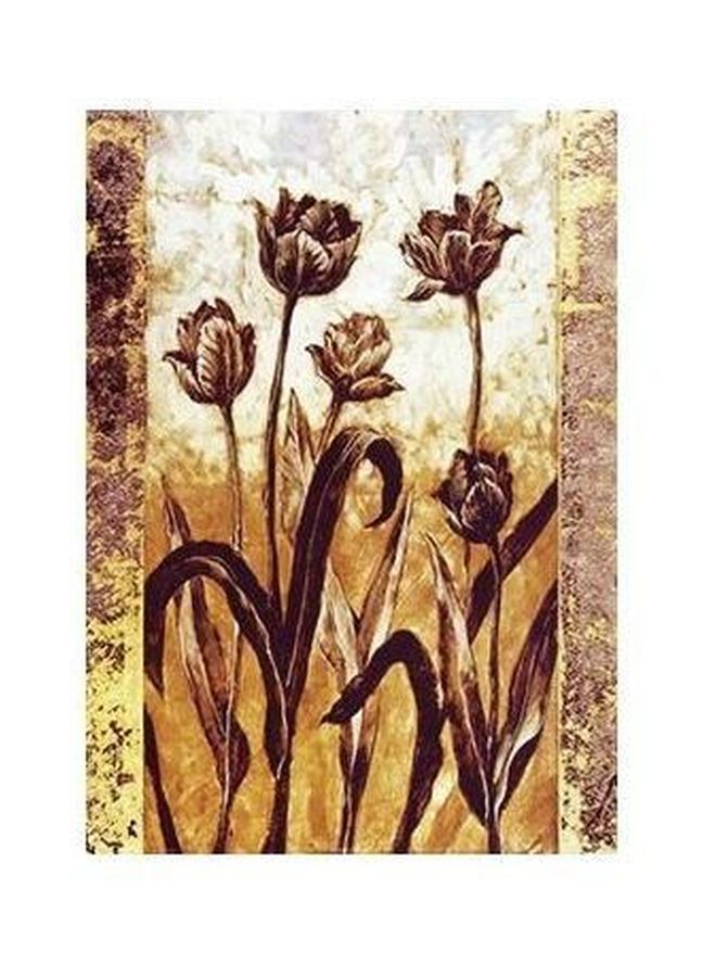 بوستر حائط للتزيين أصفر/ بني/أبيض 34x24سم