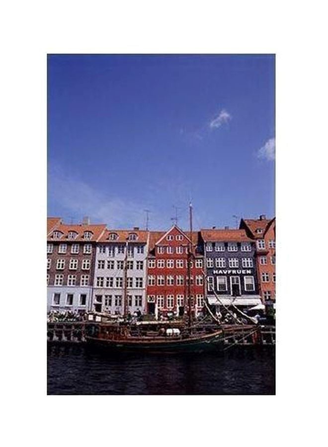 Decorative Wall Poster Blue/White/Beige 24x18cm