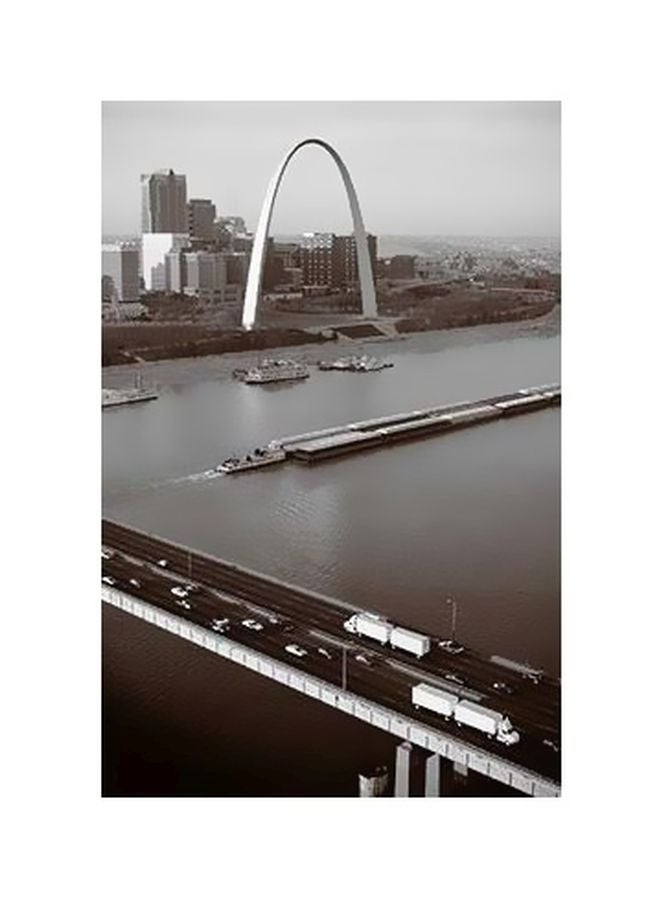 بوستر حائط للتزيين أبيض/رمادي/أسود 24x18سم