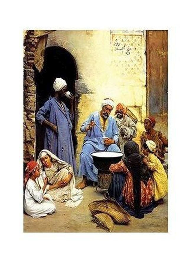 Decorative Wall Poster Yellow/Blue/White 34x24cm