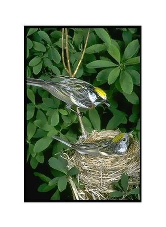 بوستر حائط للتزيين أخضر/بيج/أصفر 34×24سم