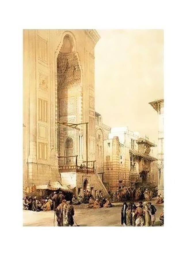 بوستر حائط للتزيين بيج/بني/أبيض 34×24سم