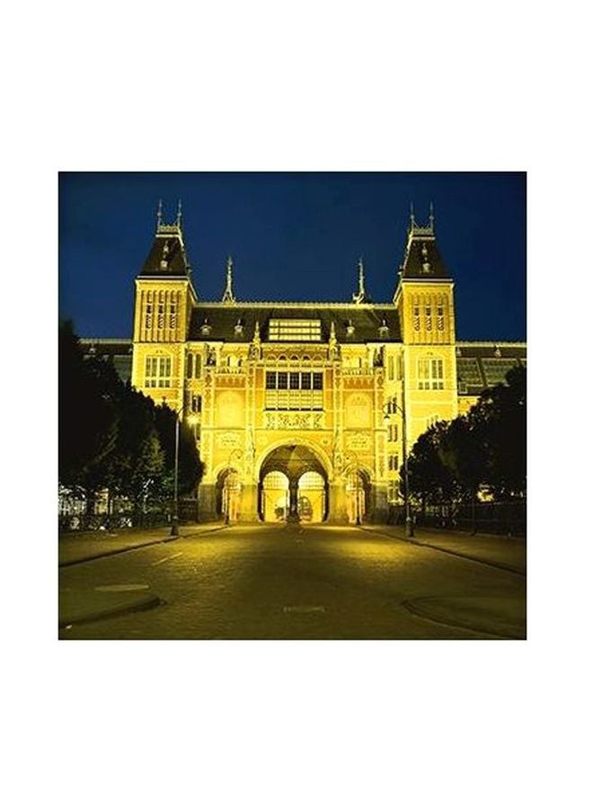 Decorative Printed Wall Poster Gold/Blue 23x23cm