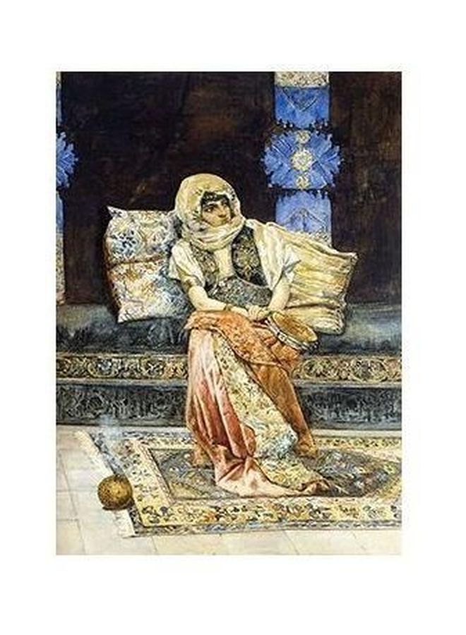 Decorative Wall Poster Beige/Black/Blue 34 x24cm