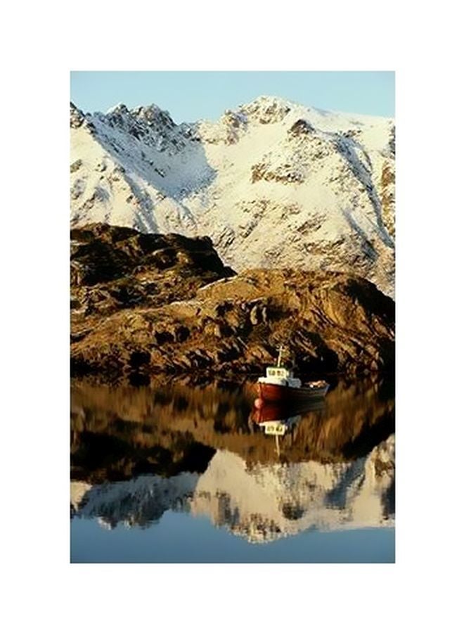 Decorative Wall Poster Brown/White/Blue 24×18cm