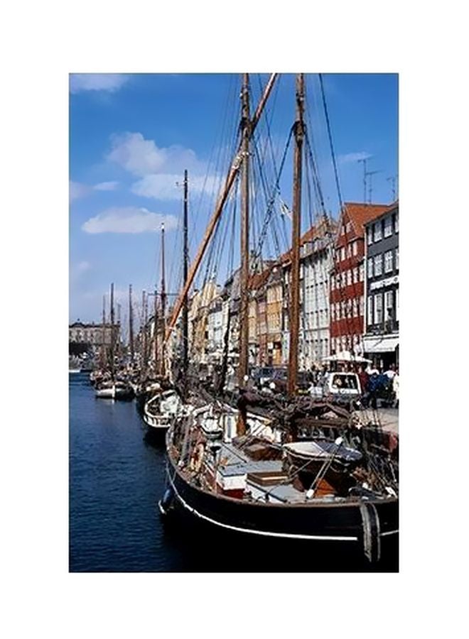 Decorative Wall Poster Blue/White/Red 24×18cm