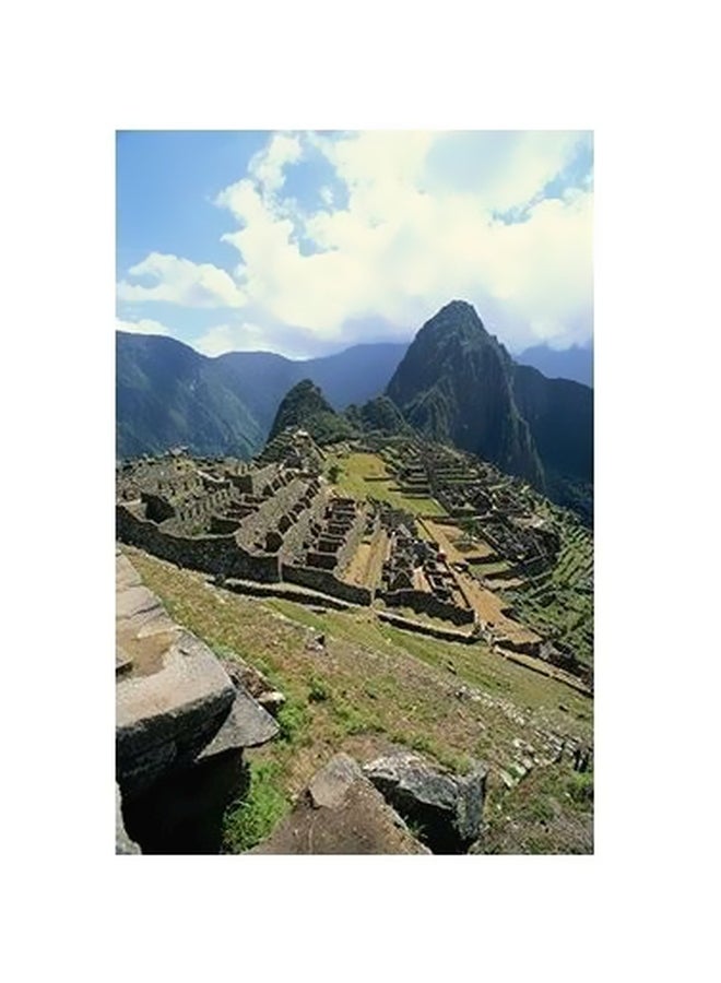 Decorative Wall Poster Green/Blue/White 24x18cm