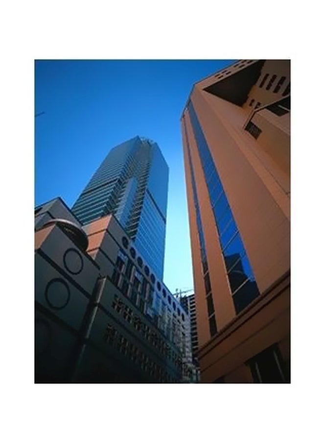 Decorative Wall Poster Blue/Brown/Grey 24x18cm