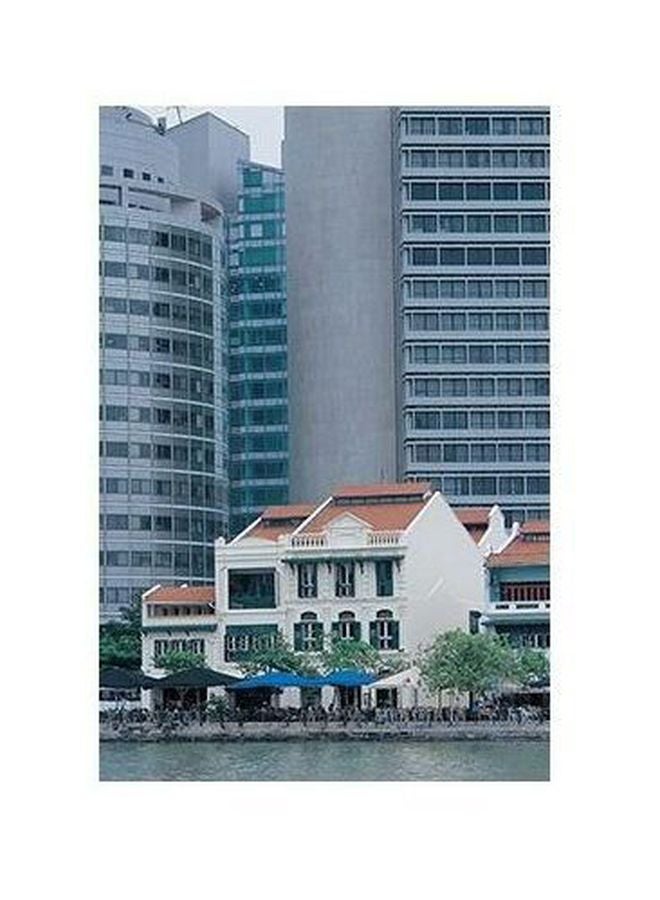 Decorative Wall Poster Grey/White/Blue 45x31cm