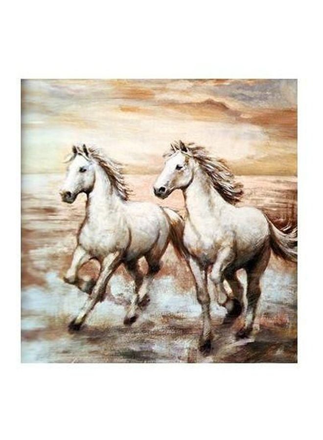 بوستر جداري للتزيين مع إطار أبيض/بني 32x32سم