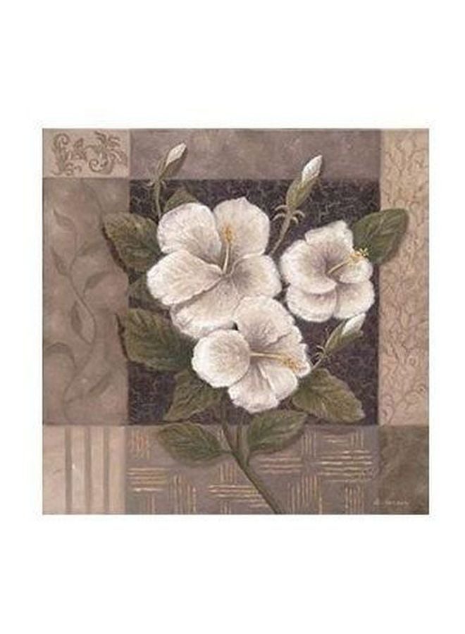 Decorative Wall Poster With Frame White/Grey/Green 32x32cm