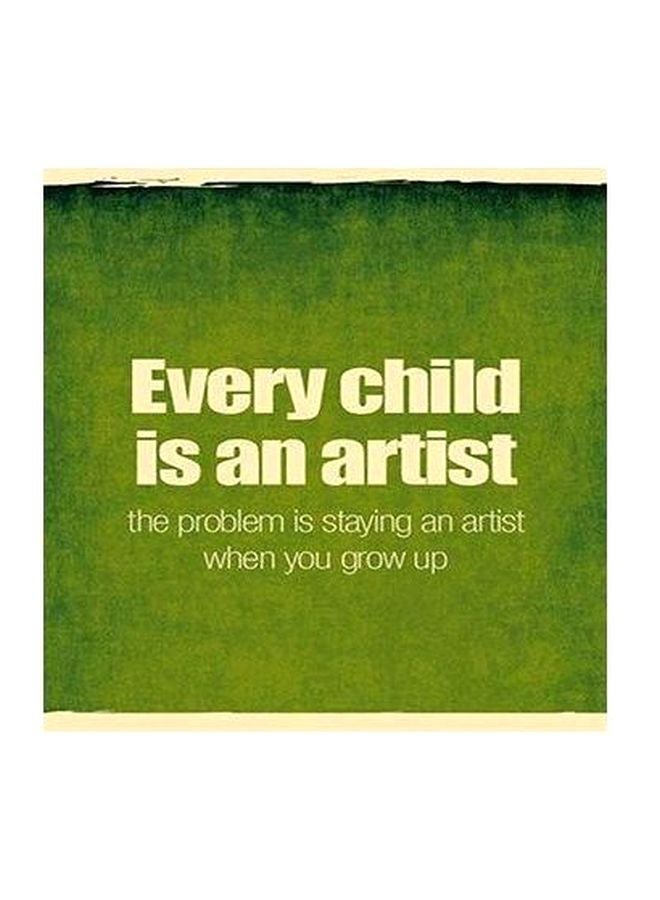 بوستر حائط للتزيين أخضر / بيج 32x32سم