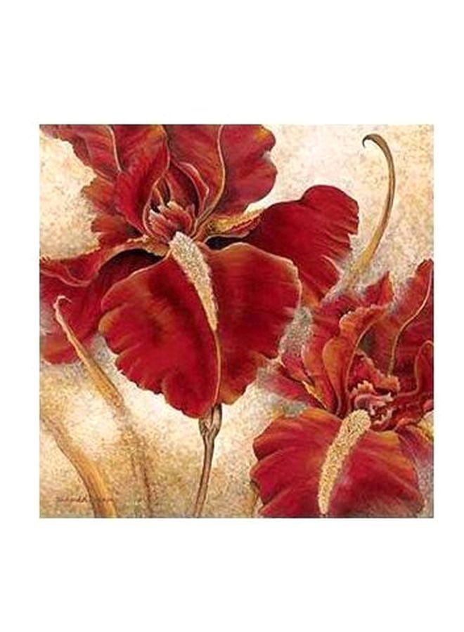Decorative Wall Poster Red/Beige 23x23cm