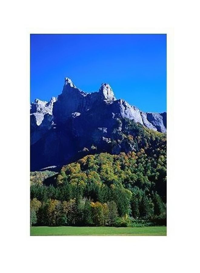 Decorative Wall Poster Blue/Grey/Green 34x24cm