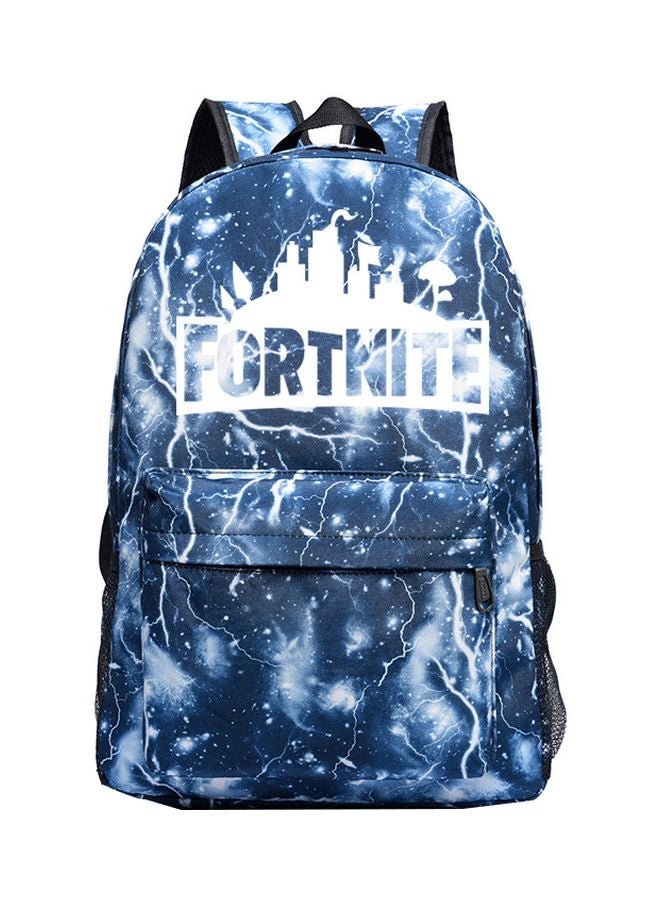 حقيبة ظهر مطبوعة من الكانفاس أزرق/ أبيض