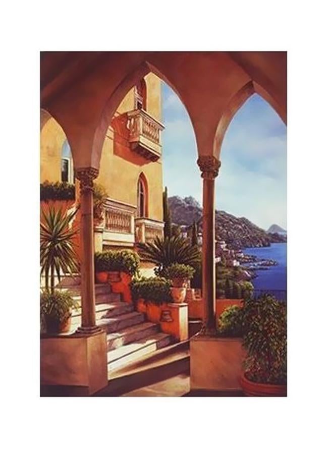 Decorative Wall Poster Brown/Green/Blue 34x24cm