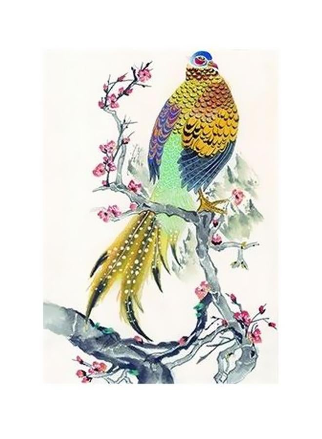 Decorative Wall Poster Grey/Green/Yellow 34x24cm