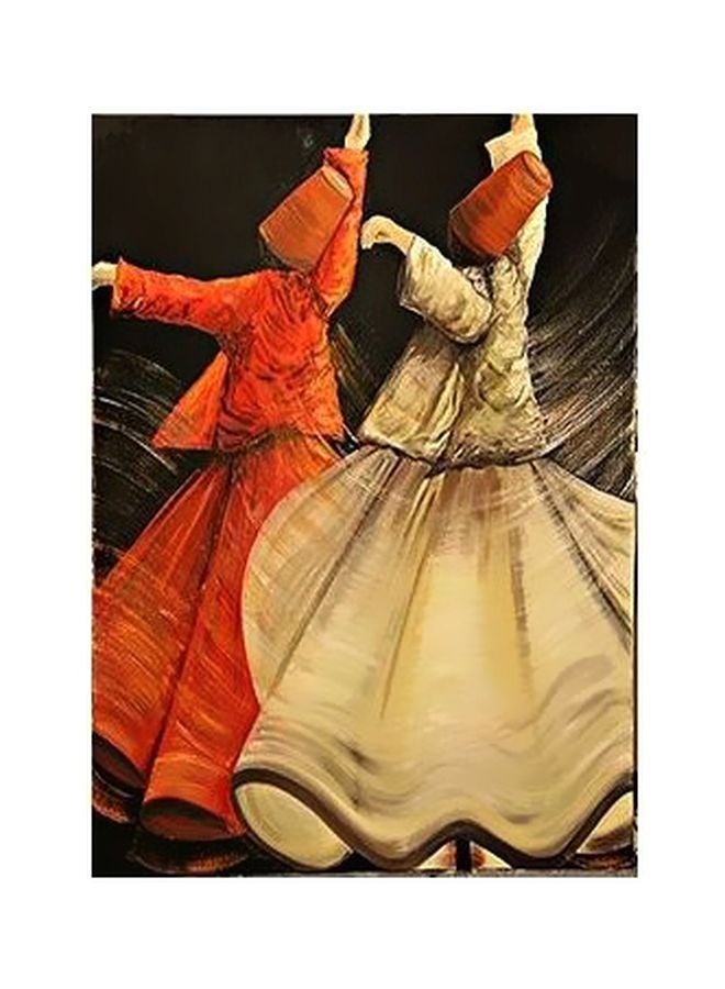 لوحة فنية لديكور الحائط برتقالي/بيج/أسود 24×18سم