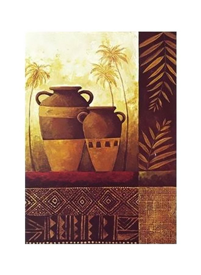Decorative Wall Painting Brown/Green 24x18cm