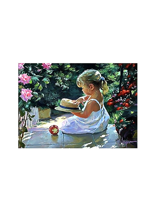 Decorative Wall Painting White/Green/Pink 18x24cm