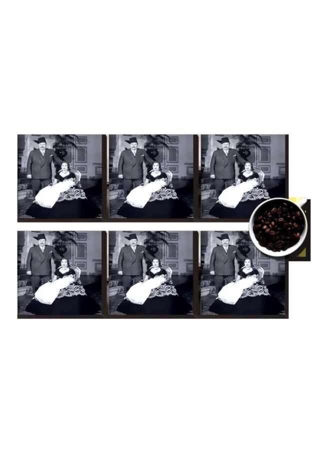 6-Piece Decorative Coaster Set Grey/Black/White 7x7cm