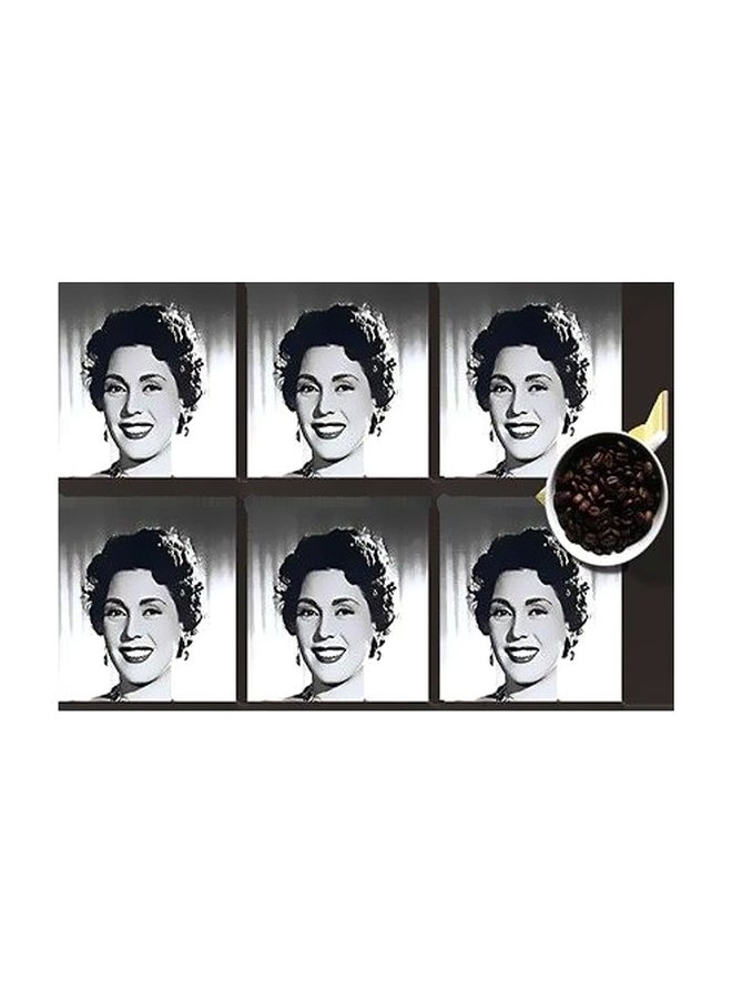 6-Piece Printed Coaster Set Grey/Black/White 45x31cm