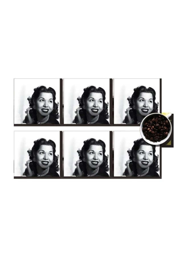 6-Piece Printed Coaster Set Black/White 7x7cm