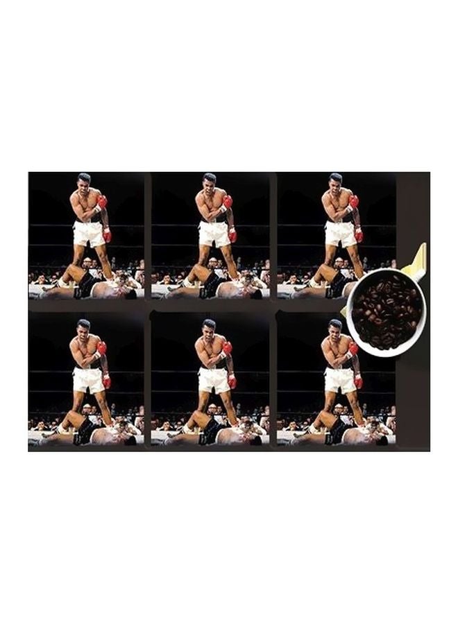 6-Piece Printed Coaster Set Black/White 7x7cm