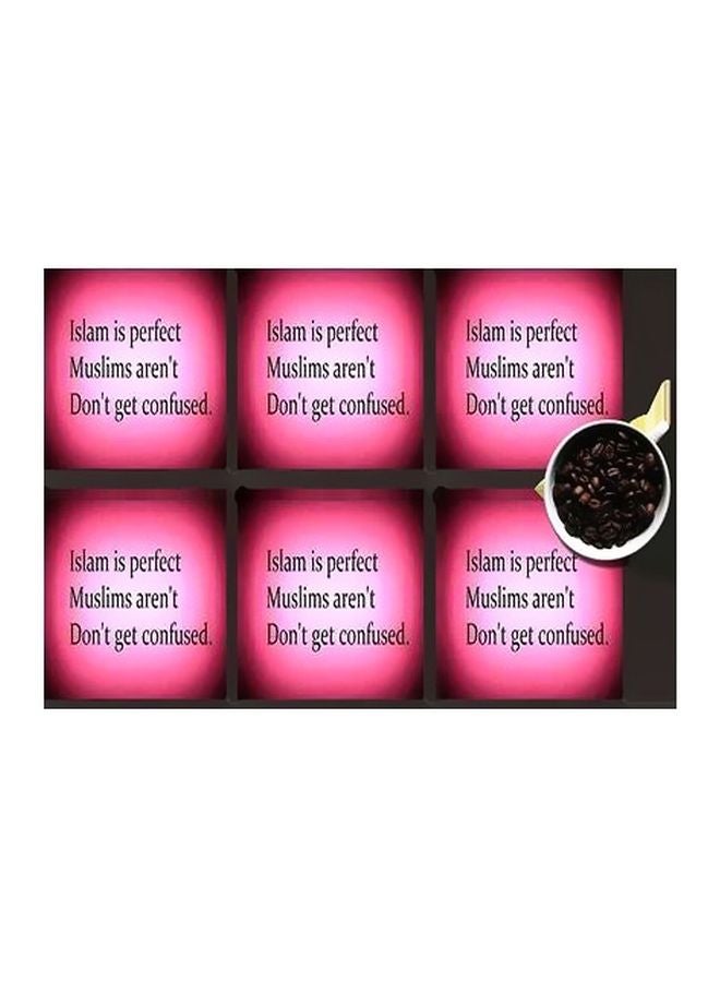 6-Piece Coasters Set Pink/Black 7x7cm