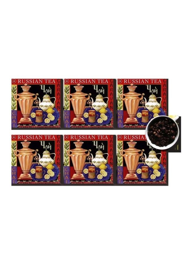 6-Piece Coasters Set Gold/White/Green 7x7cm