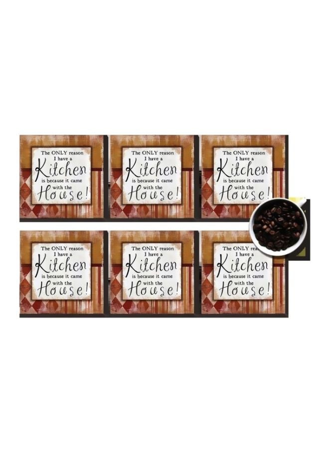 طقم من 6 قطع من قواعد الأكواب بني/أبيض/أسود 7x7سم