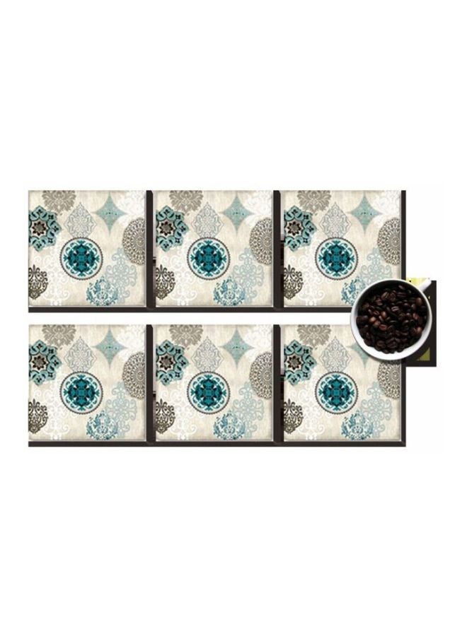 فوتو بلوك طقم حاملات أكواب مطبوعة مكون من 6 قطع أبيض/أزرق/أسود/أصفر 7x7سم