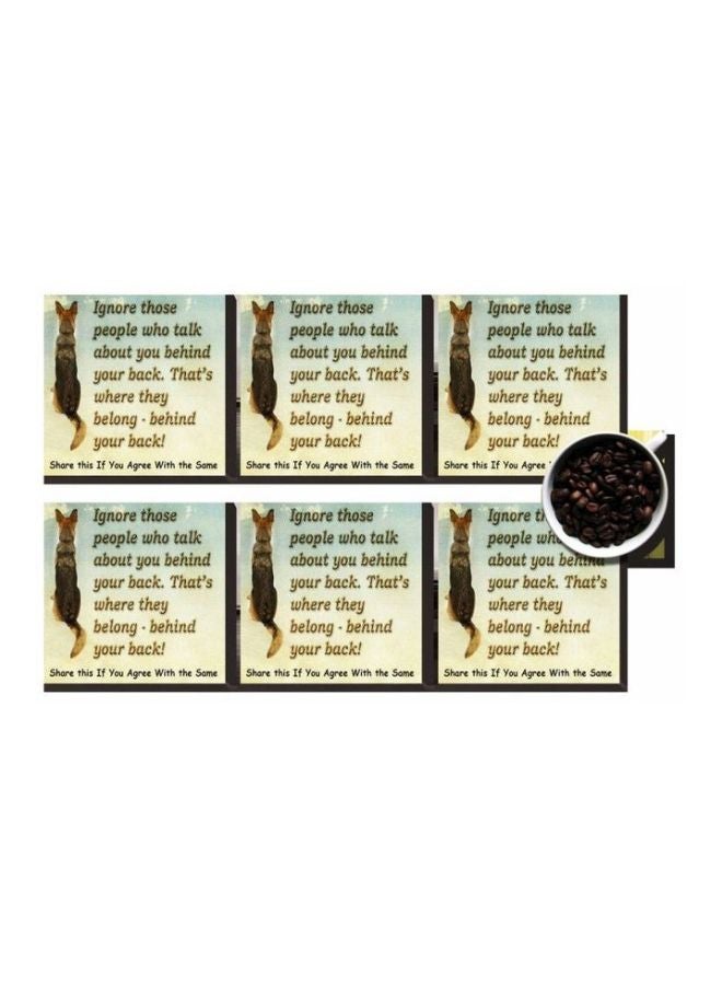 طقم حاملات أكواب مطبوعة مكون من 6 قطع متعدد الألوان 7x7سم