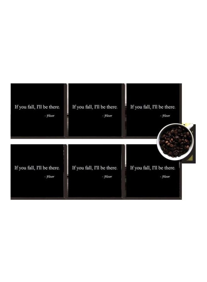 طقم حاملات أكواب مطبوعة مكون من 6 قطع أسود/ أبيض 7x7سم