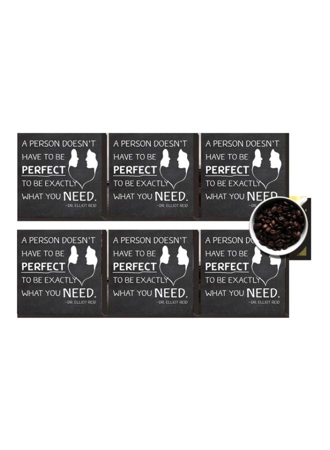 طقم حاملات أكواب مطبوعة مكون من 6 قطع أسود/ أبيض 7x7سم