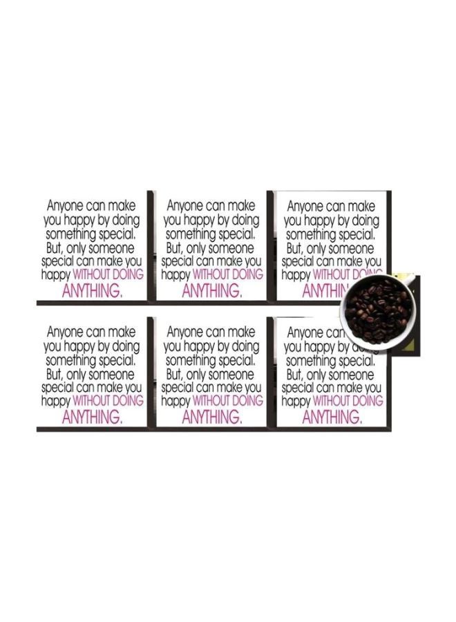 طقم حاملات أكواب مطبوعة مكون من 6 قطع أبيض/أسود/وردي 7x7سم