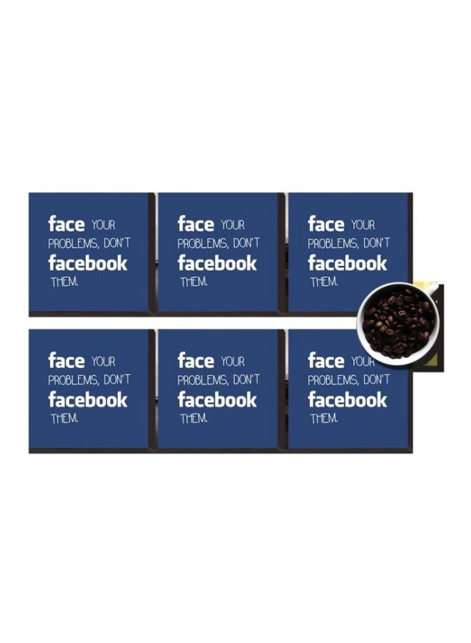 طقم من 6 حاملات أكواب للزينة أزرق/ أبيض 7x7سم